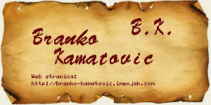 Branko Kamatović vizit kartica